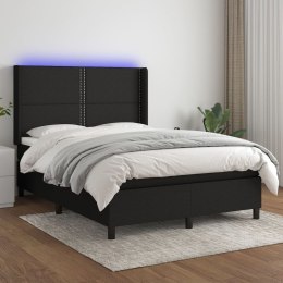 Łóżko kontynentalne z materacem, czarne, 140x190 cm, tkanina