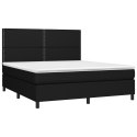 Łóżko kontynentalne z materacem, czarne, 160x200 cm, tkanina