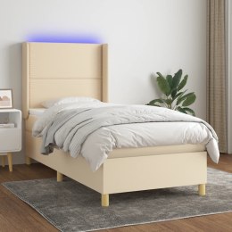 Łóżko kontynentalne z materacem, kremowe, 90x190 cm, tkanina