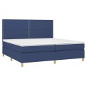 Łóżko kontynentalne z materacem, niebieskie 200x200 cm, tkanina