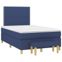 Łóżko kontynentalne z materacem, niebieskie, tkanina 120x200 cm