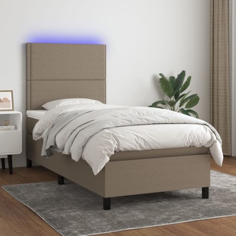 Łóżko kontynentalne z materacem, taupe, 90x200 cm, tkanina