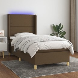 Łóżko kontynentalne z materacem, taupe, 90x200 cm, tkanina