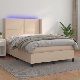 Łóżko kontynentalne, materac i LED cappuccino 140x200 cm