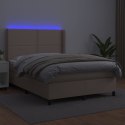 Łóżko kontynentalne, materac i LED cappuccino 140x200 cm