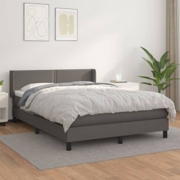 Łóżko kontynentalne z materacem, szare, ekoskóra 140x200 cm