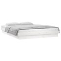 Rama łóżka z LED, biała, 120x190 cm, podwójna, lite drewno