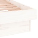 Rama łóżka z LED, biała, 200x200 cm, lite drewno