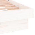 Rama łóżka z LED, biała, 75x190 cm, pojedyncza, lite drewno