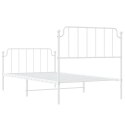Metalowa rama łóżka z wezgłowiem i zanóżkiem, biała, 100x200 cm