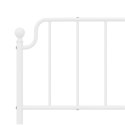 Metalowa rama łóżka z wezgłowiem i zanóżkiem, biała, 200x200 cm