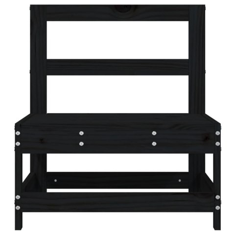 Ogrodowa sofa środkowa, czarna, lite drewno sosnowe