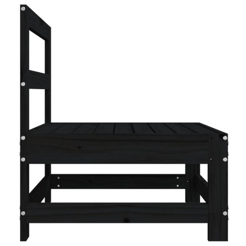 Ogrodowa sofa środkowa, czarna, lite drewno sosnowe