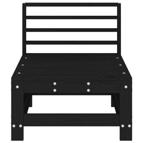 Ogrodowa sofa środkowa, czarna, lite drewno sosnowe