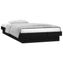 Rama łóżka z LED, czarna, 100x200 cm, lite drewno