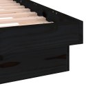 Rama łóżka z LED, czarna, 100x200 cm, lite drewno