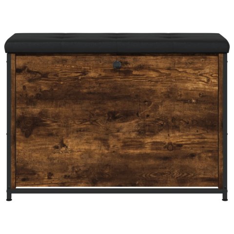 Ławka na buty z uchylaną szufladą, przydymiony dąb, 82x32x56 cm