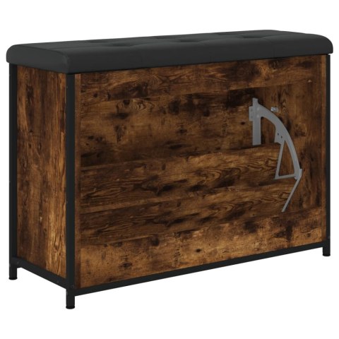 Ławka na buty z uchylaną szufladą, przydymiony dąb, 82x32x56 cm