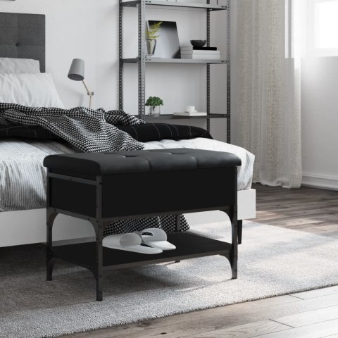 Ławka na buty, czarna, 62x42x45 cm, materiał drewnopochodny