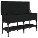 Ławka na buty, czarna, 82x32x45 cm, materiał drewnopochodny