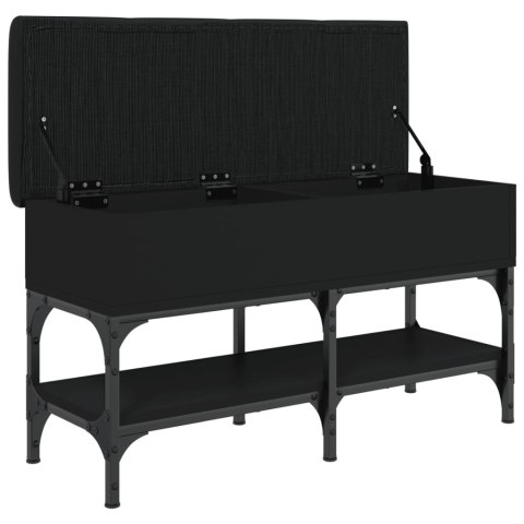 Ławka na buty, czarna, 82x32x45 cm, materiał drewnopochodny