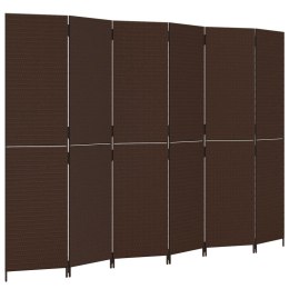 Parawan 6-panelowy, brązowy, polirattan