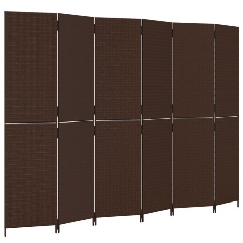 Parawan 6-panelowy, brązowy, polirattan