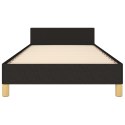 Rama łóżka z zagłówkiem, czarna, 90x200 cm, obita tkaniną