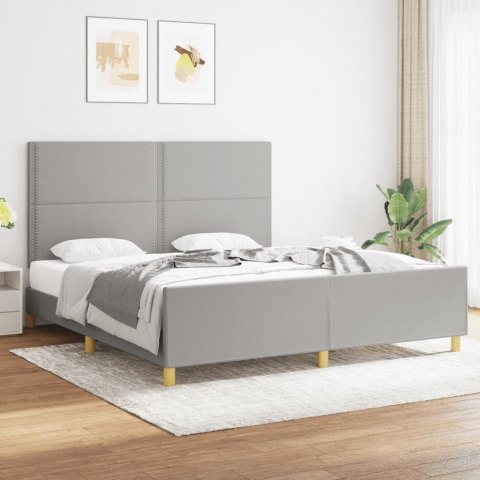 Rama łóżka z zagłówkiem, jasnoszara, 180x200 cm, obita tkaniną