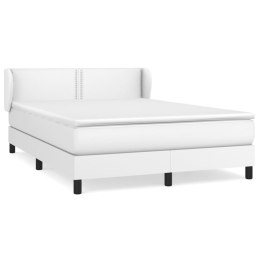 Łóżko kontynentalne z materacem, białe, ekoskóra 140x190 cm