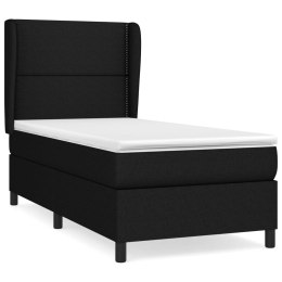 Łóżko kontynentalne z materacem, czarne, tkanina, 100x200 cm