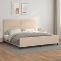 Rama łóżka z zagłówkiem, cappuccino, 200x200 cm, sztuczną skórą