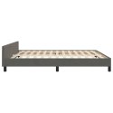 Rama łóżka z zagłówkiem, ciemnoszara, 160x200 cm, aksamitna