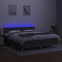 Łóżko kontynentalne z materacem, ciemnoszara tkanina, 160x200cm
