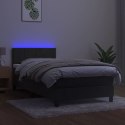 Łóżko kontynentalne z materacem i LED, szary aksamit, 80x200 cm