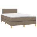Łóżko kontynentalne z materacem, taupe, 120x200 cm, tkanina
