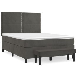 Łóżko kontynentalne z materacem, ciemnoszare, 140x200cm aksamit