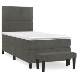 Łóżko kontynentalne z materacem, ciemnoszary aksamit, 80x200 cm