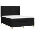 Łóżko kontynentalne z materacem, czarne, 140x190 cm, tkanina