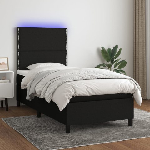 Łóżko kontynentalne z materacem, czarne, 80x200 cm, tkanina