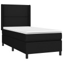 Łóżko kontynentalne z materacem, czarne, 90x190 cm, tkanina