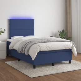 Łóżko kontynentalne z materacem, niebieskie 120x200 cm, tkanina