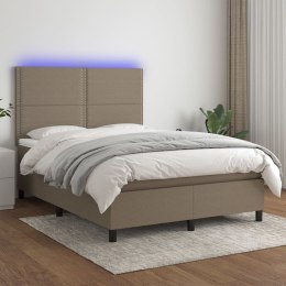 Łóżko kontynentalne z materacem, taupe, 140x190 cm, tkanina