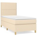 Łóżko kontynentalne z materacem, kremowe, tkanina, 80x200 cm