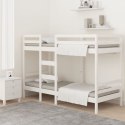 Łóżko piętrowe, białe, 75x190 cm, lite drewno sosnowe