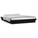 Rama łóżka z LED, czarna, 150x200 cm, King Size, lite drewno