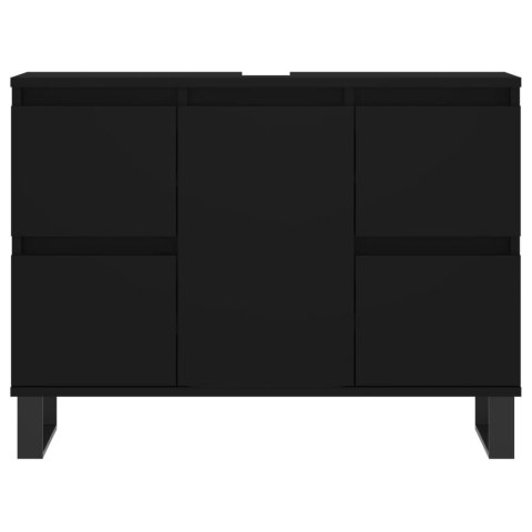 Szafka łazienkowa, czarna, 80x33x60 cm, materiał drewnopochodny