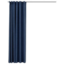 Zasłony stylizowane na lniane, haczyki, niebieskie, 290x245 cm