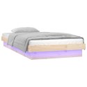 Rama łóżka z LED, 90 x 200 cm, lite drewno
