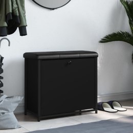 Ławka na buty z uchylaną szufladą, czarna, 62x32x56 cm